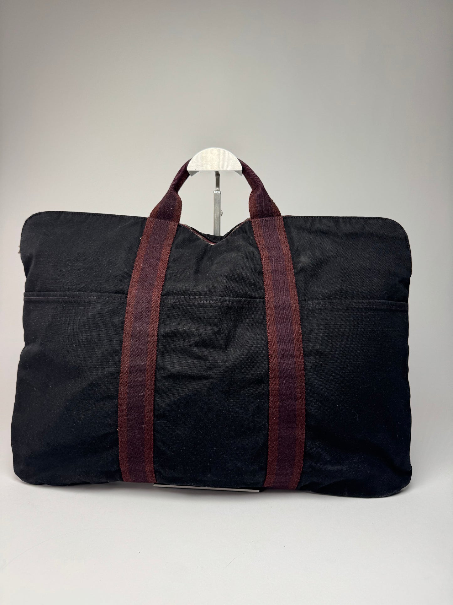 Vintage Hermes Canvas Handbag Purple Red