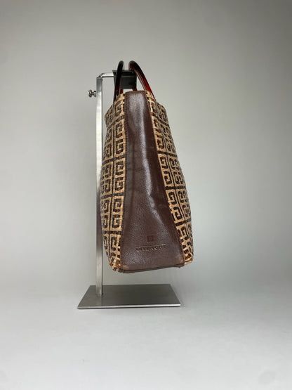 Vintage Givenchy 4G Woven Leather Tote Beige Brown