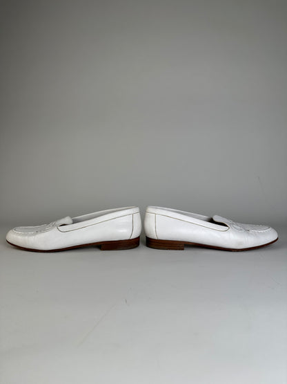 Vintage Gucci Leather Loafers White EU5