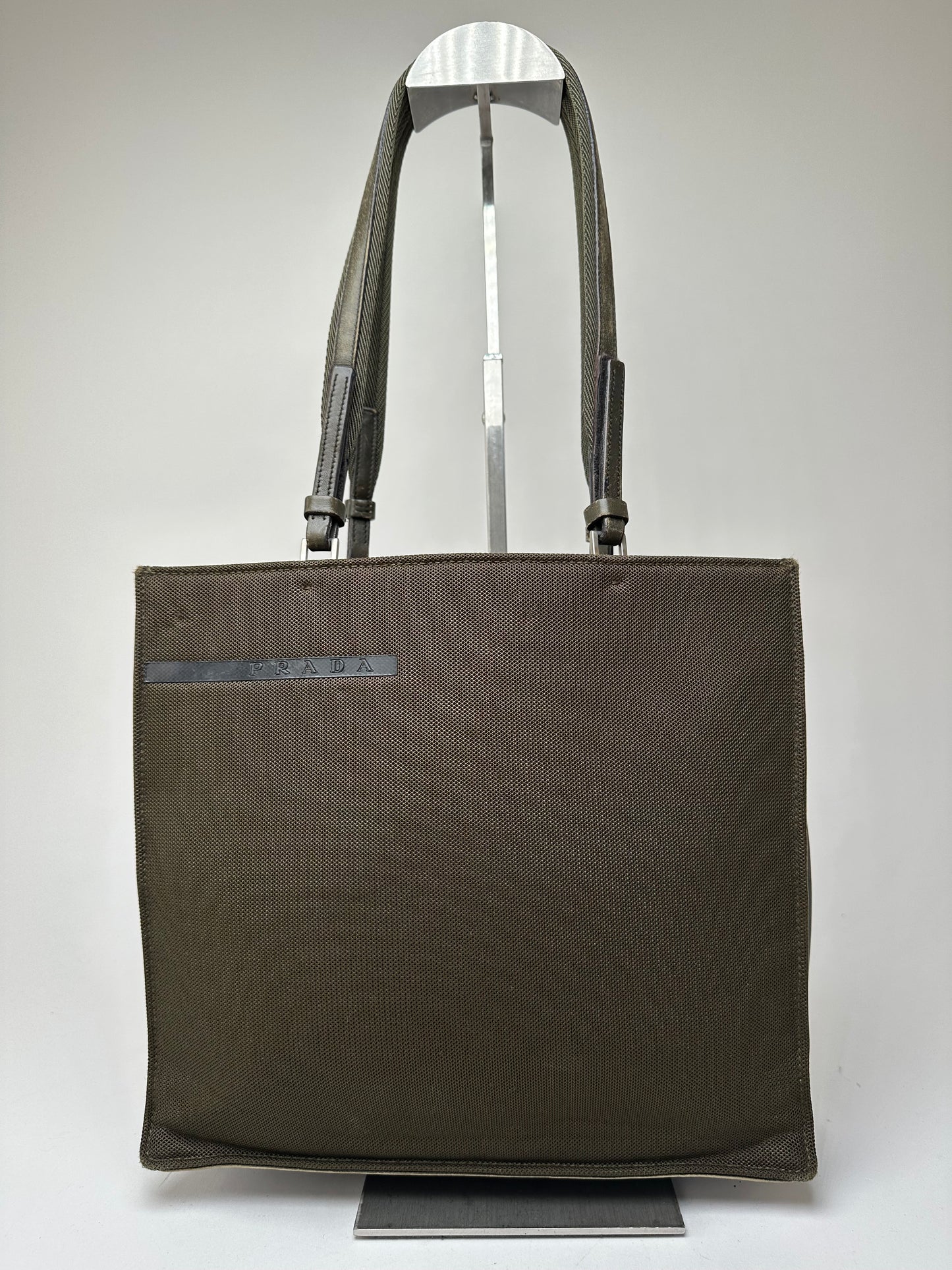 Vintage Prada Sport Tessuto Nylon Shoulder Bag Olive Brown