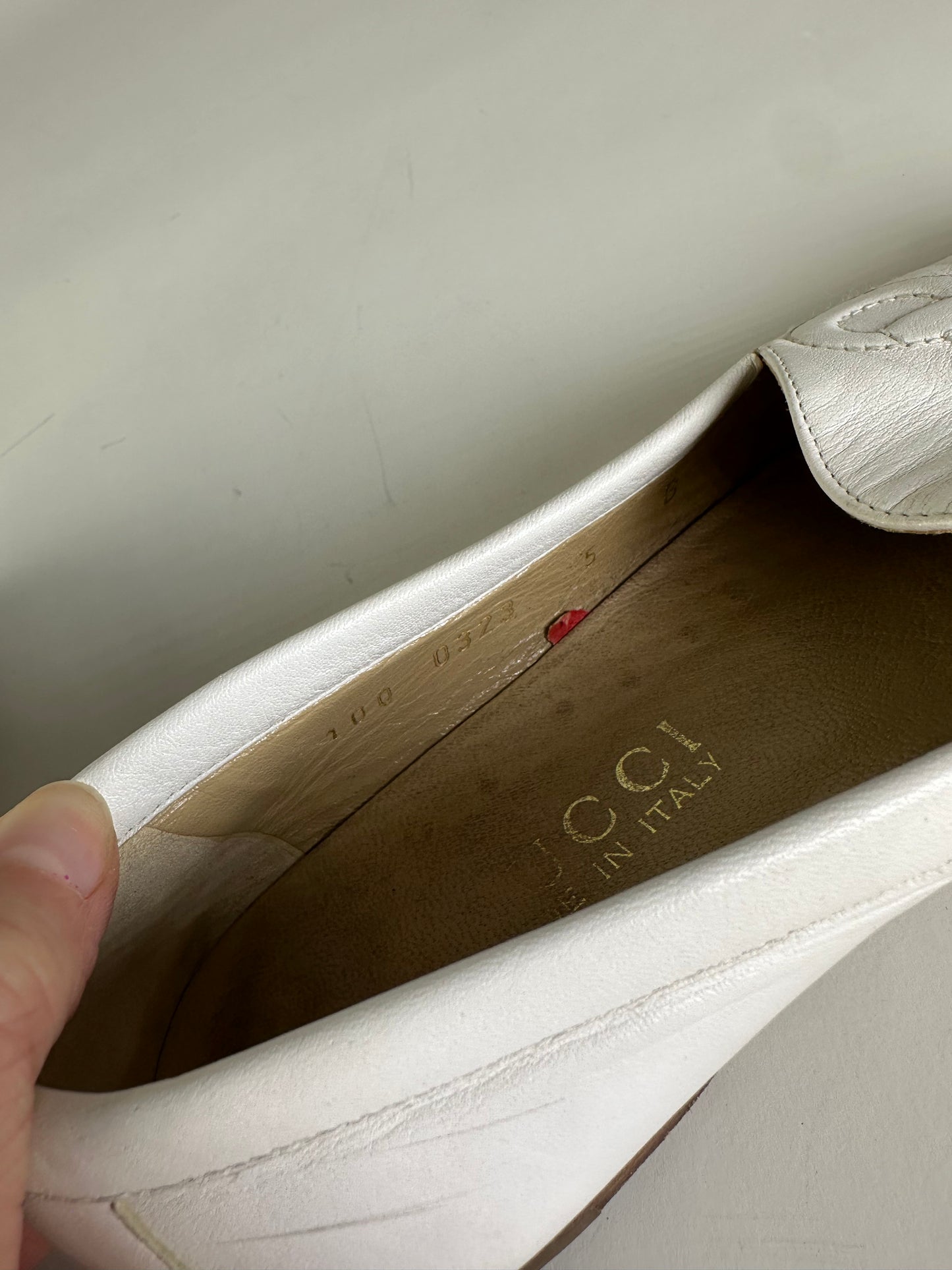 Vintage Gucci Leather Loafers White EU5