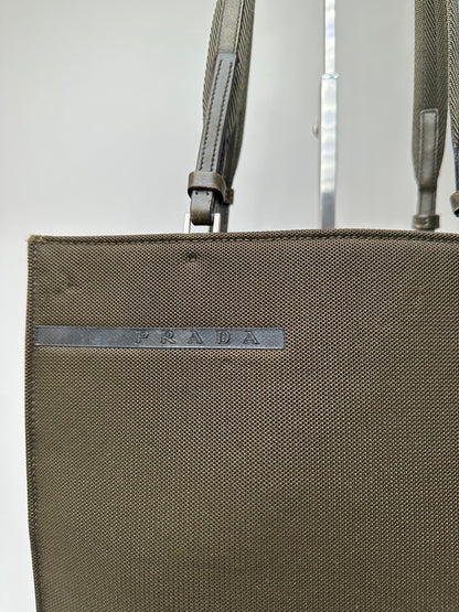 Vintage Prada Sport Tessuto Nylon Shoulder Bag Olive Brown