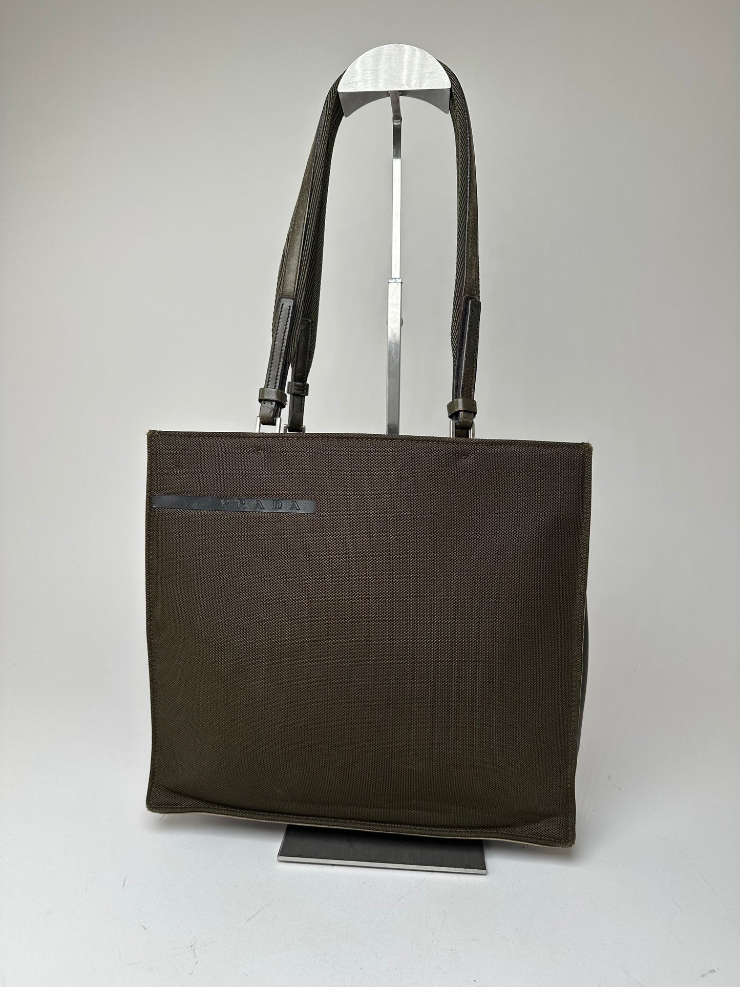Vintage Prada Sport Tessuto Nylon Shoulder Bag Olive Brown