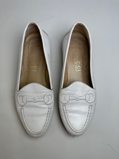Vintage Gucci Leather Loafers White EU5