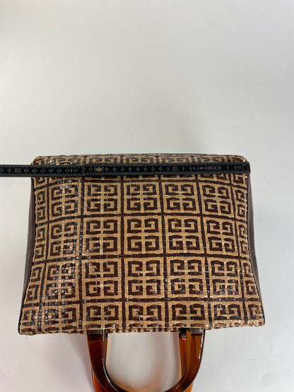 Vintage Givenchy 4G Woven Leather Tote Beige Brown