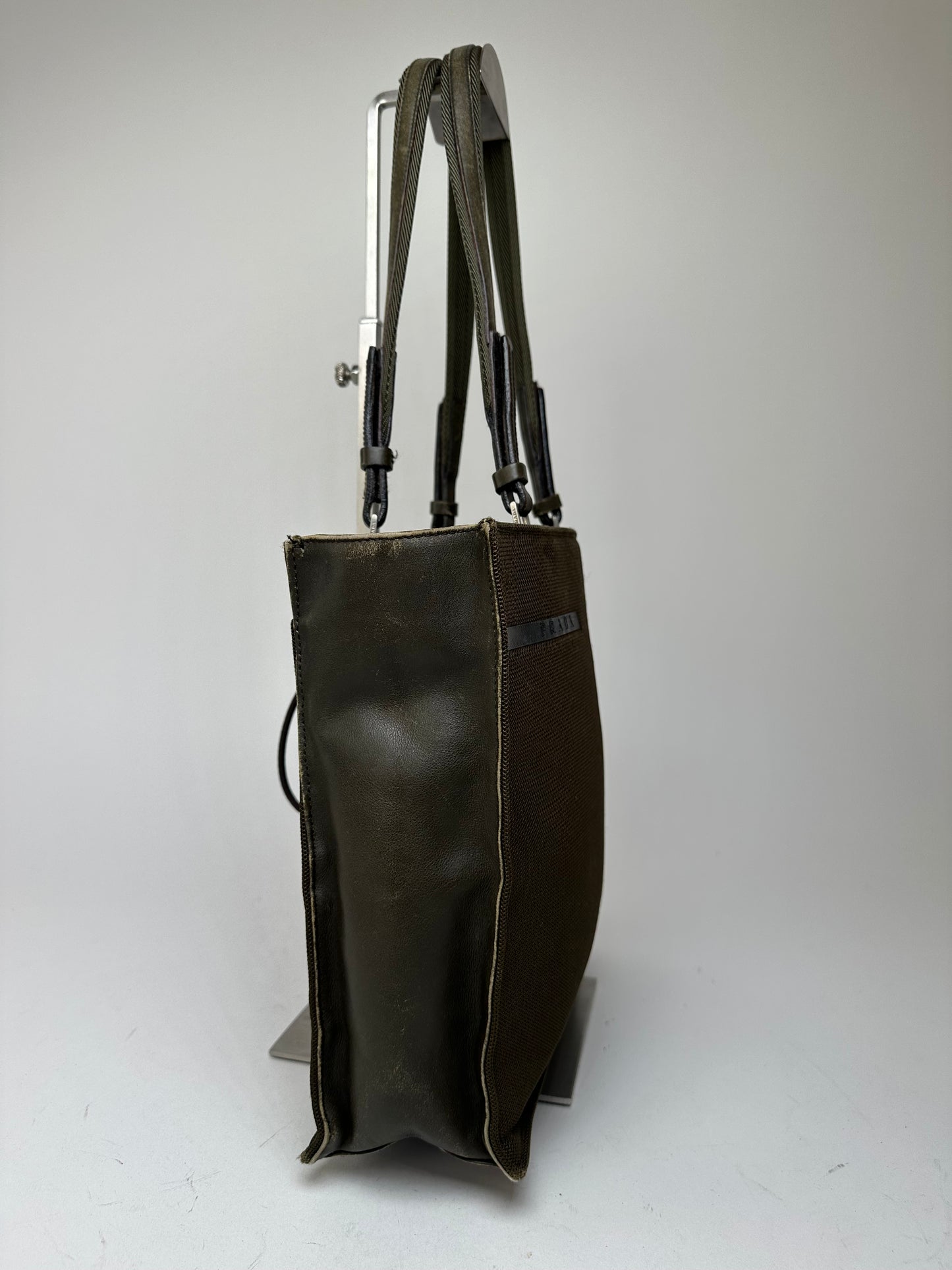 Vintage Prada Sport Tessuto Nylon Shoulder Bag Olive Brown