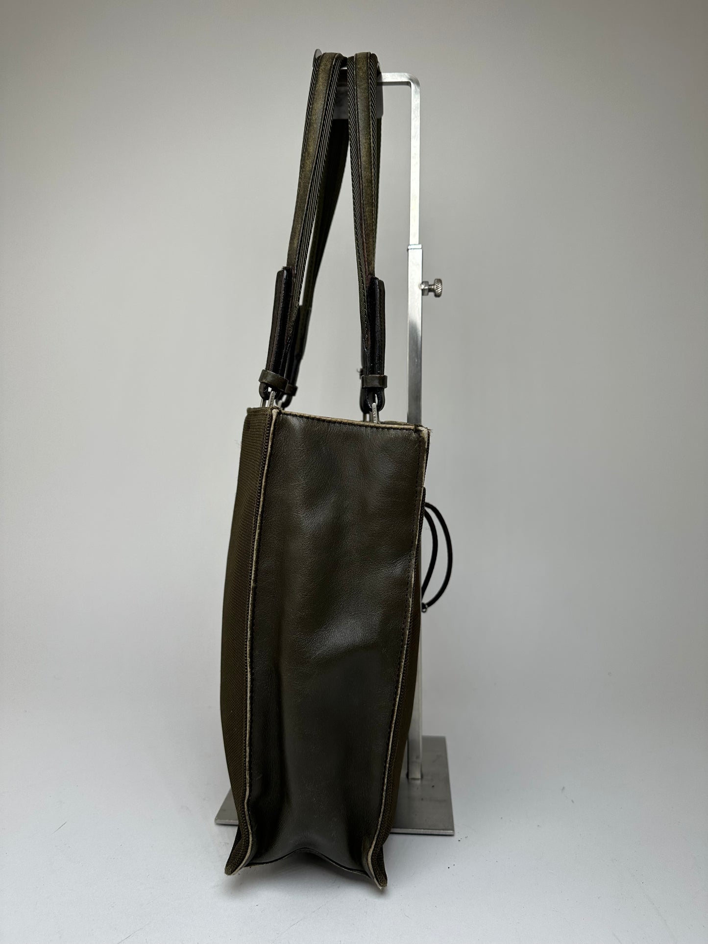 Vintage Prada Sport Tessuto Nylon Shoulder Bag Olive Brown