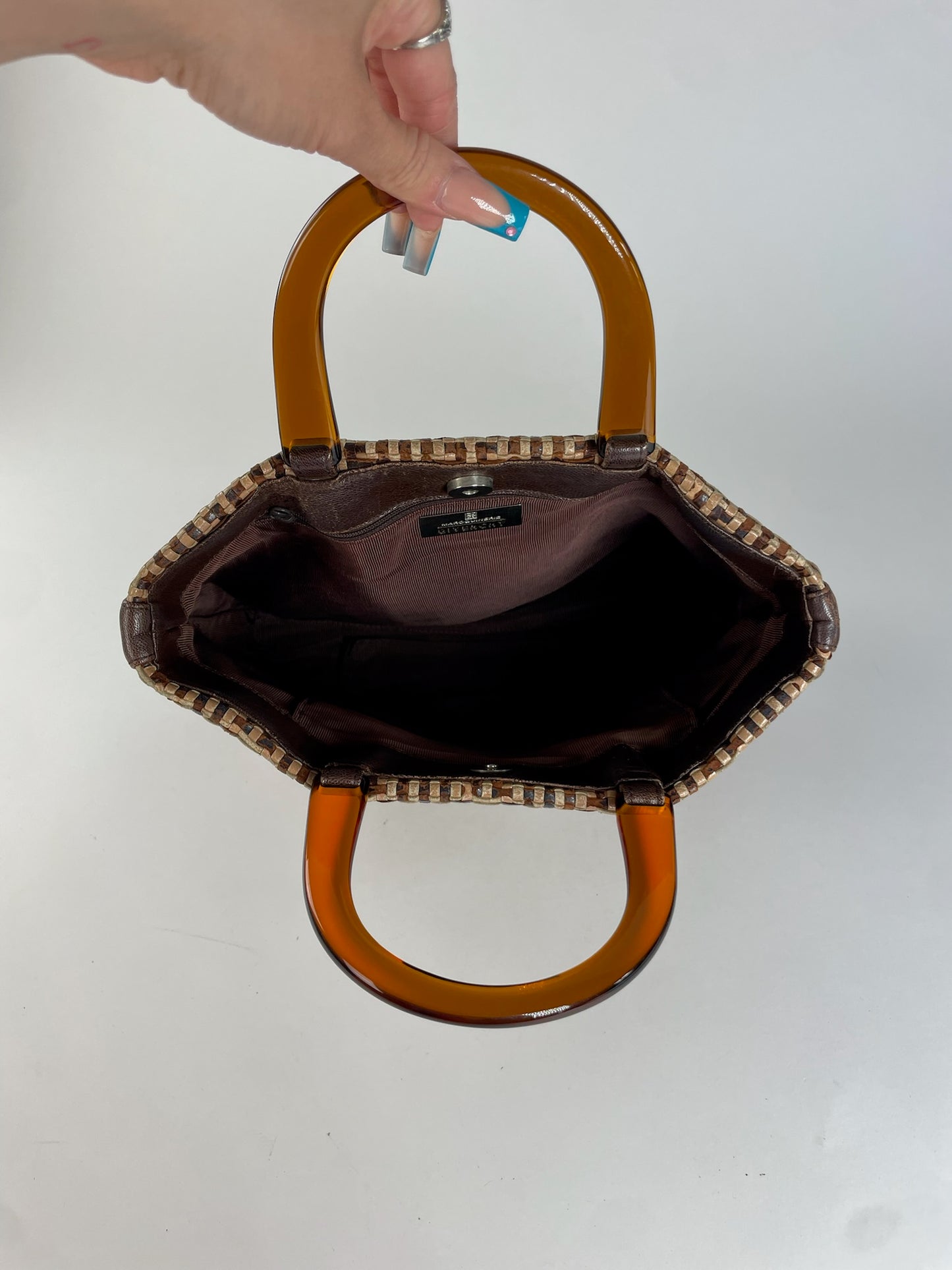 Vintage Givenchy 4G Woven Leather Tote Beige Brown