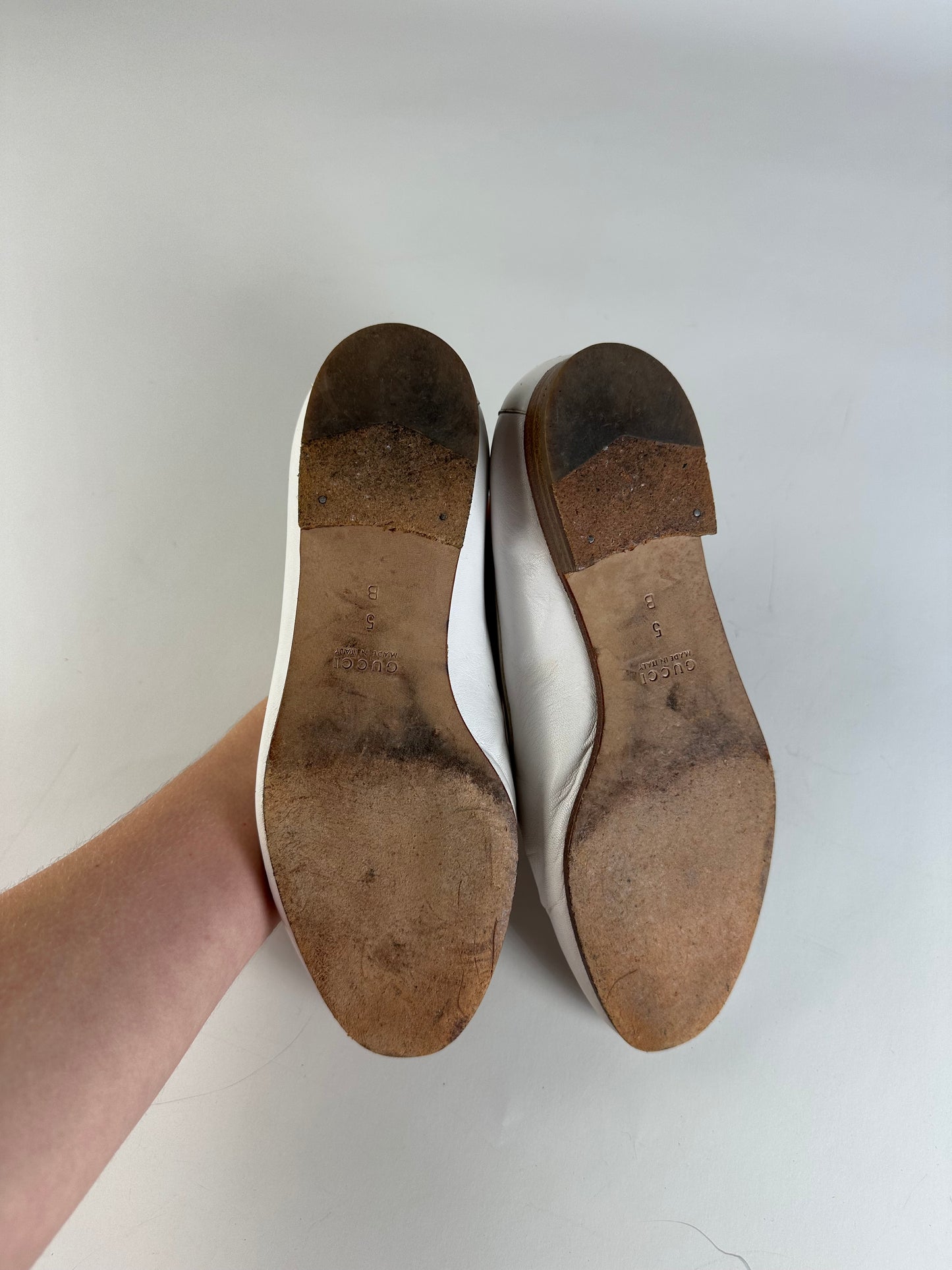 Vintage Gucci Leather Loafers White EU5