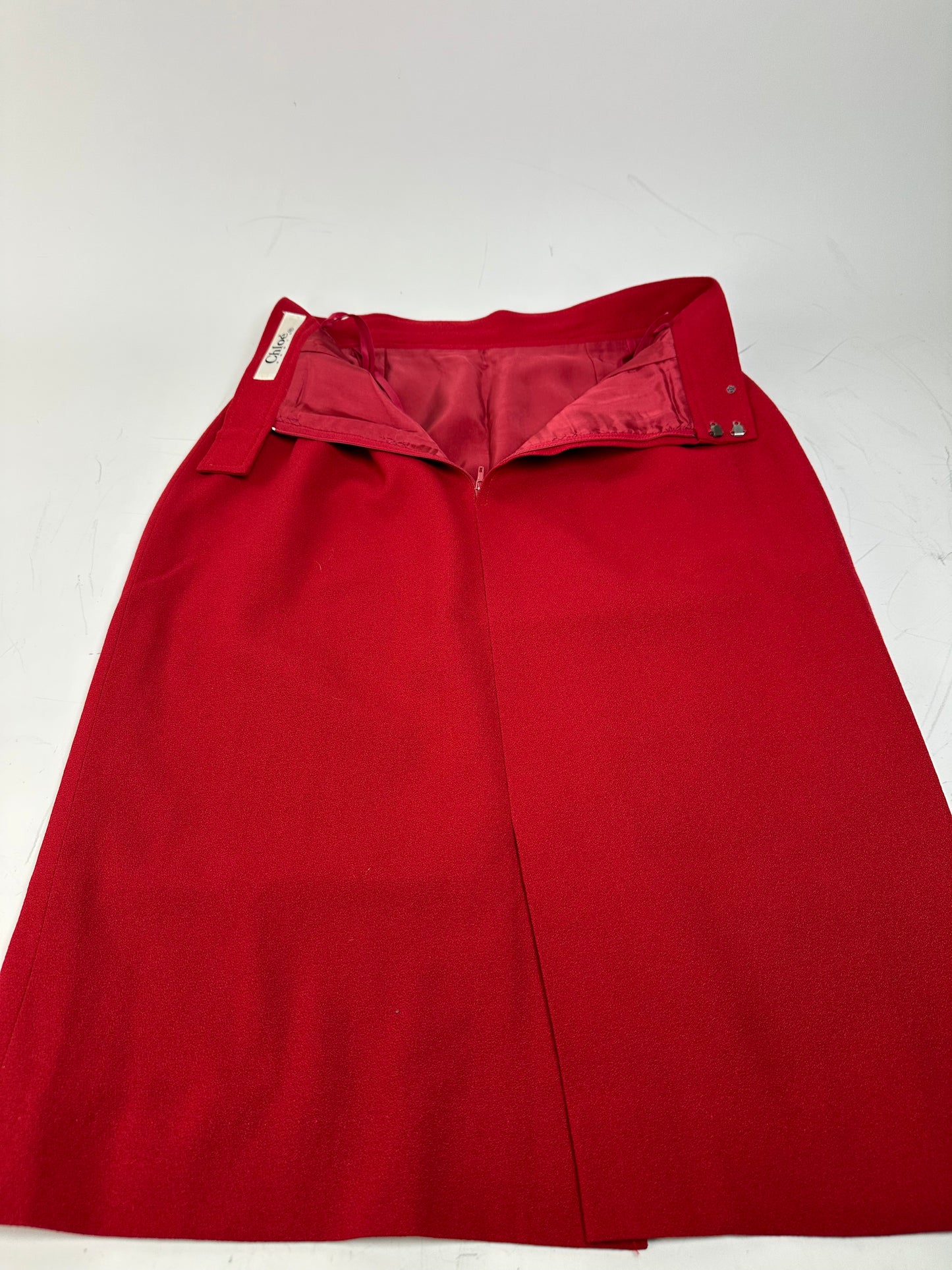 Vintage Chloe Wool Skirt Red