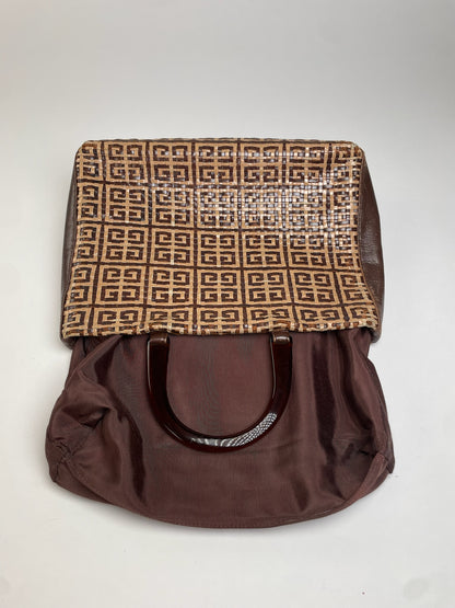 Vintage Givenchy 4G Woven Leather Tote Beige Brown