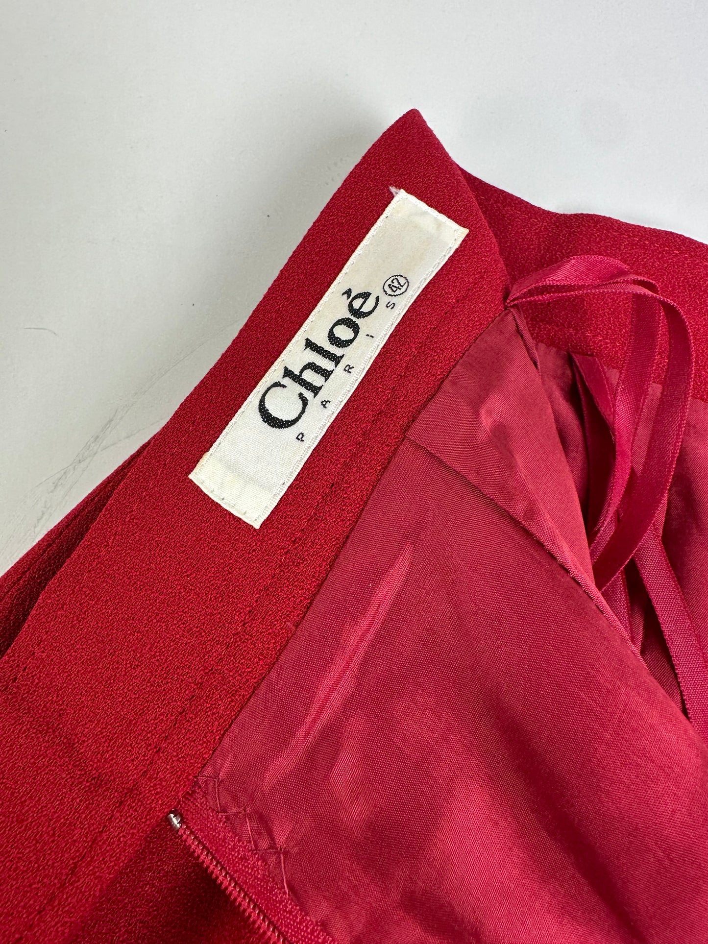 Vintage Chloe Wool Skirt Red