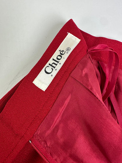 Vintage Chloe Wool Skirt Red