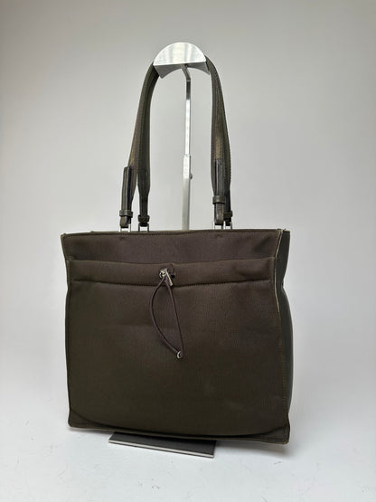 Vintage Prada Sport Tessuto Nylon Shoulder Bag Olive Brown