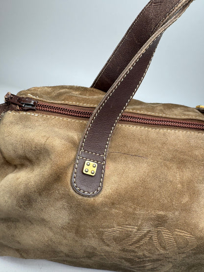 Vintage Loewe Suede Amazona Leather Bag Brown
