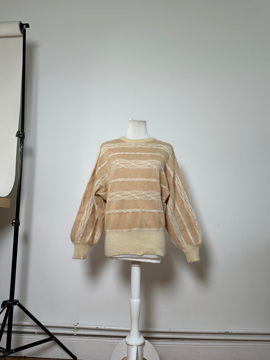 Vintage Dior Mohair Knit Sweater Beige Cream M