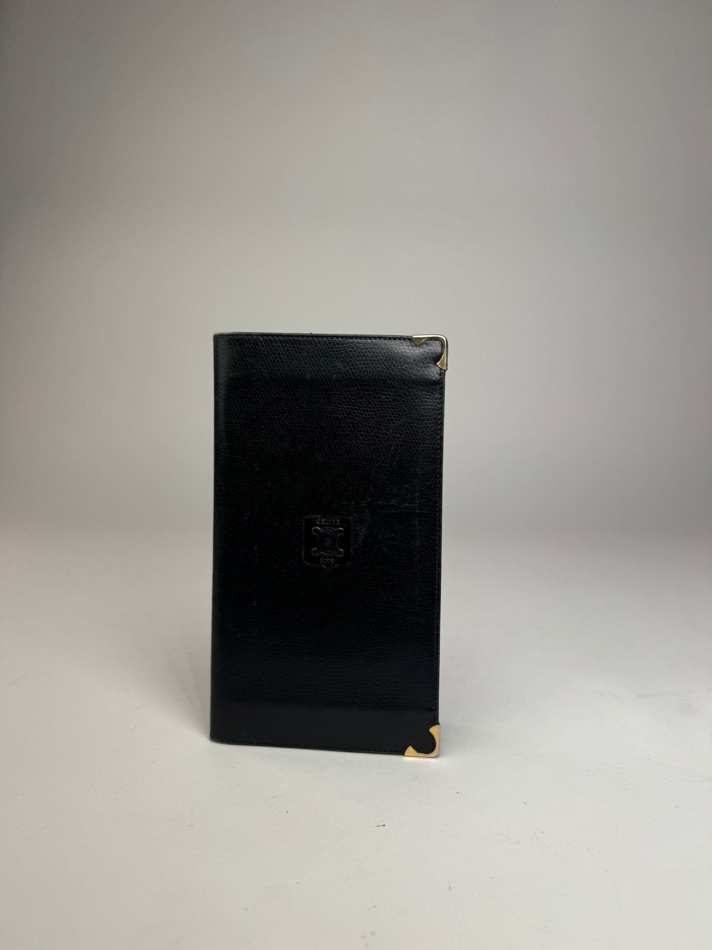 Vintage Celine Paris Snake Emblossed Leather Card Holder / ID Holder black
