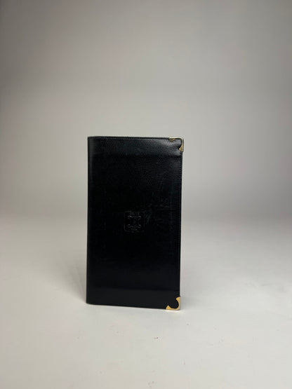 Vintage Celine Paris Snake Emblossed Leather Card Holder / ID Holder black