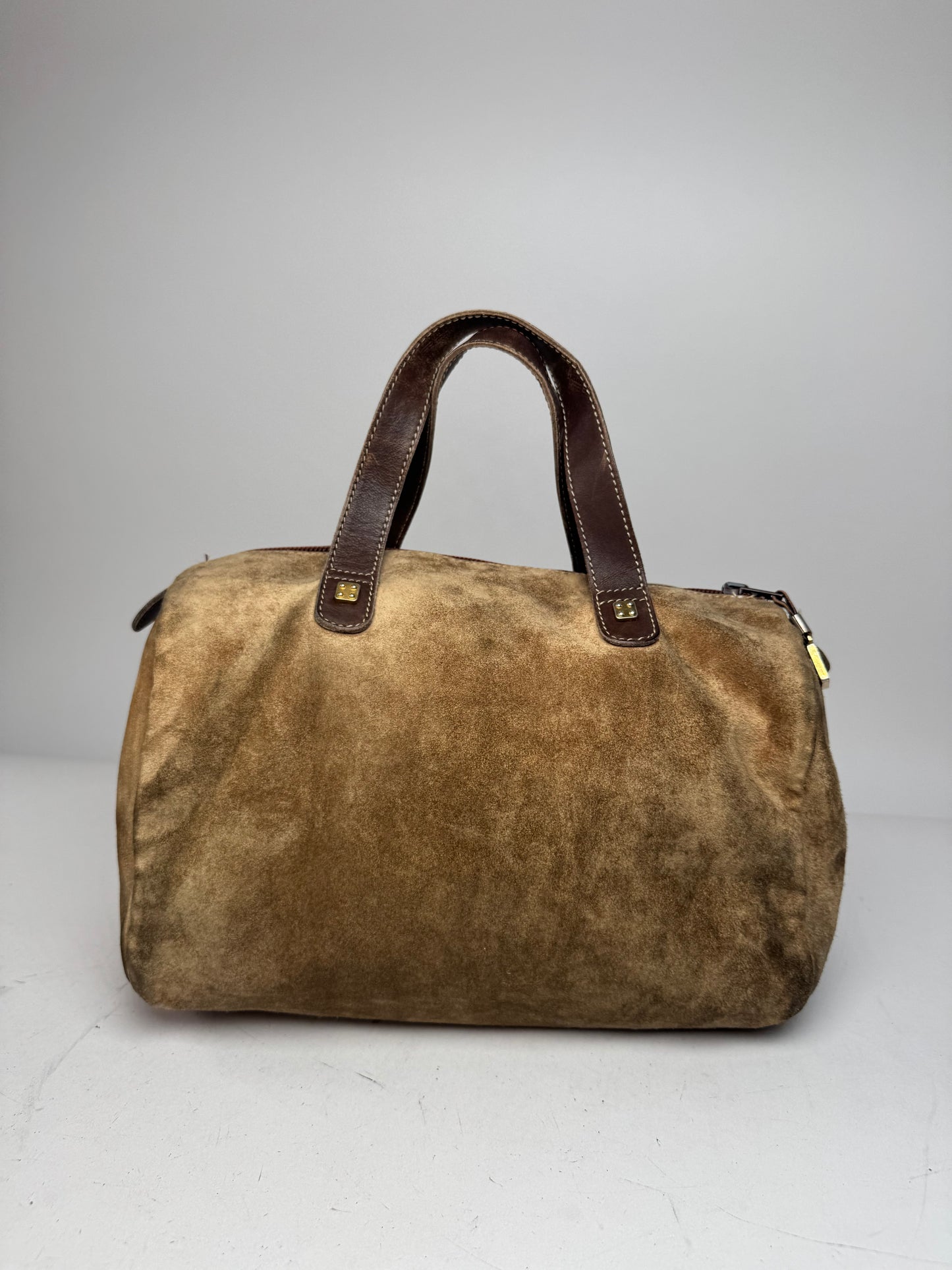 Vintage Loewe Suede Amazona Leather Bag Brown
