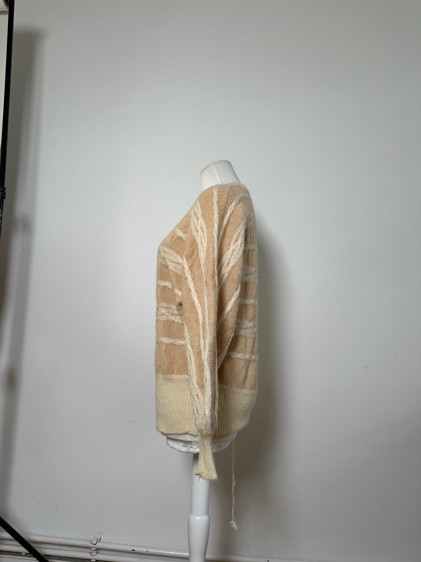 Vintage Dior Mohair Knit Sweater Beige Cream M