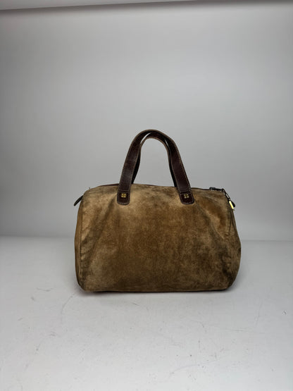 Vintage Loewe Suede Amazona Leather Bag Brown