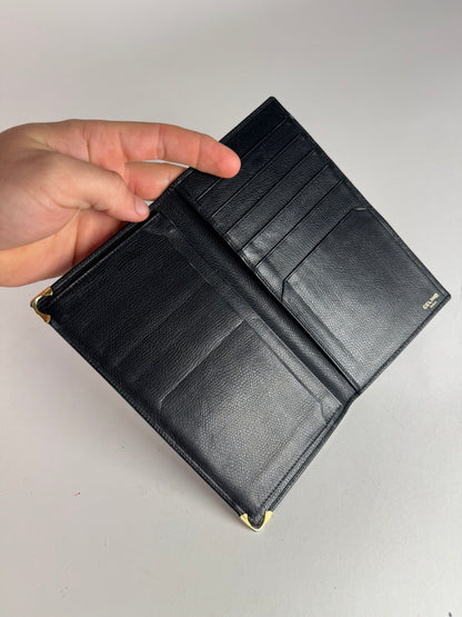 Vintage Celine Paris Snake Emblossed Leather Card Holder / ID Holder black