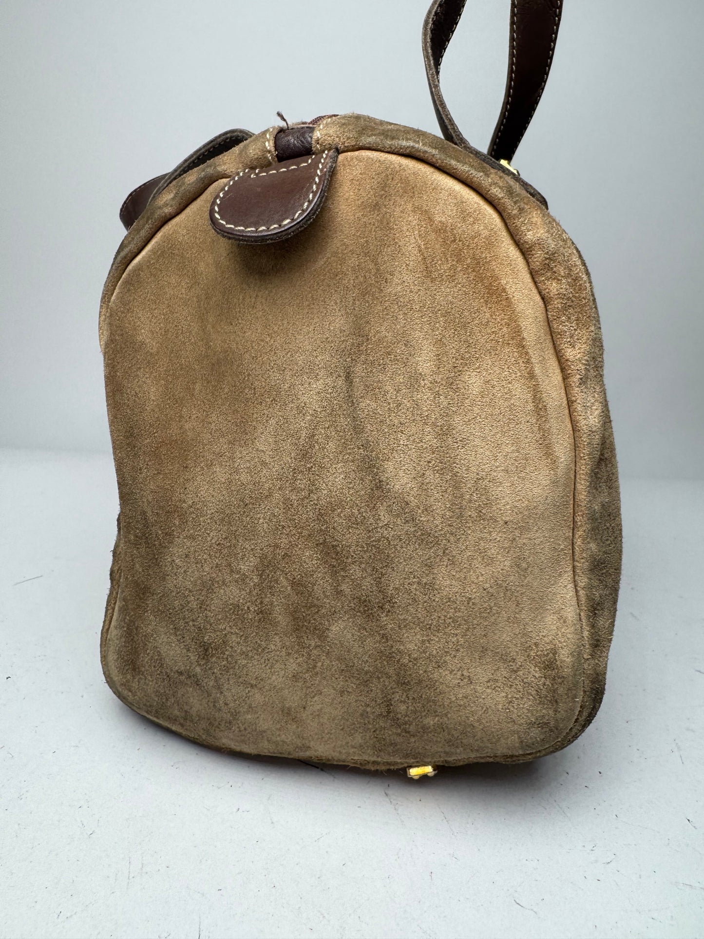 Vintage Loewe Suede Amazona Leather Bag Brown