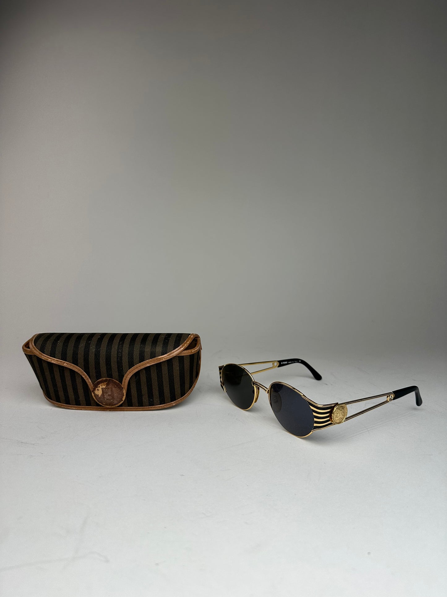 Vintage Fendi Sunglasses Black Gold