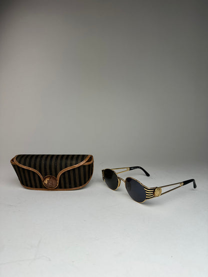 Vintage Fendi Sunglasses Black Gold