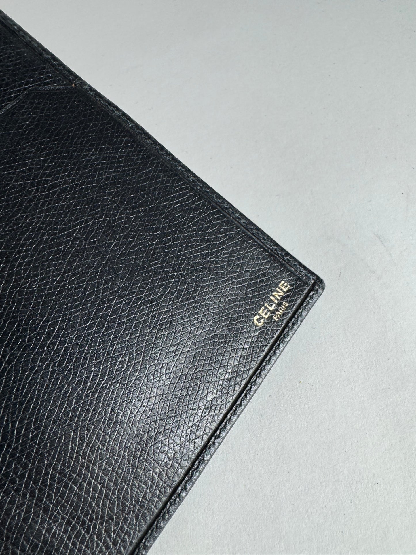 Vintage Celine Paris Snake Emblossed Leather Card Holder / ID Holder black