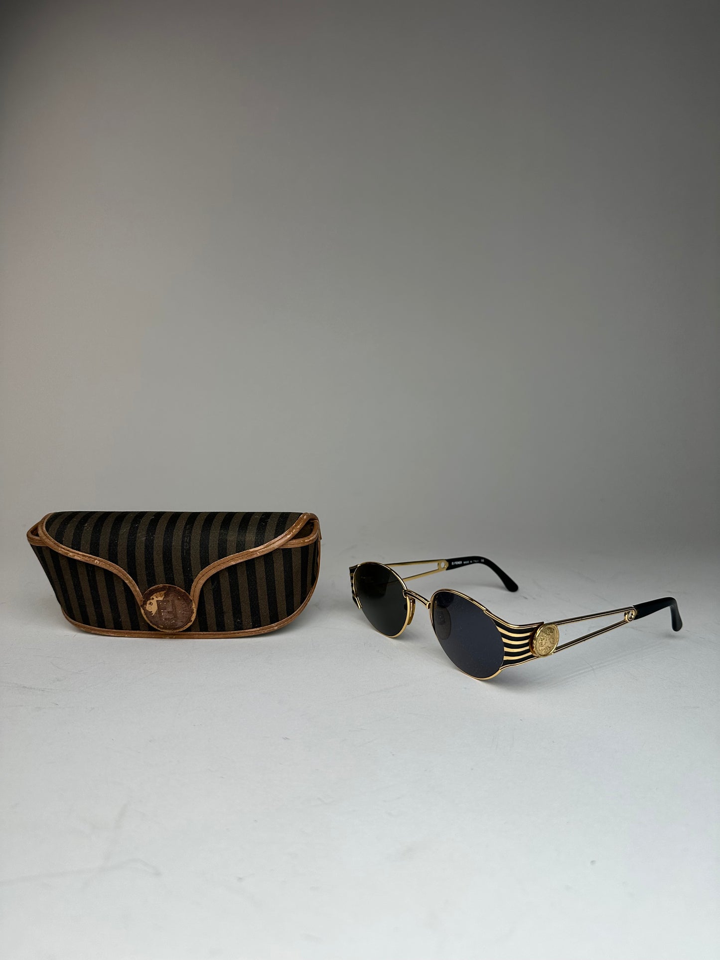 Vintage Fendi Sunglasses Black Gold