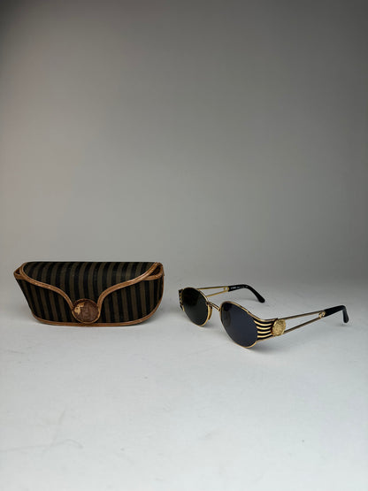 Vintage Fendi Sunglasses Black Gold