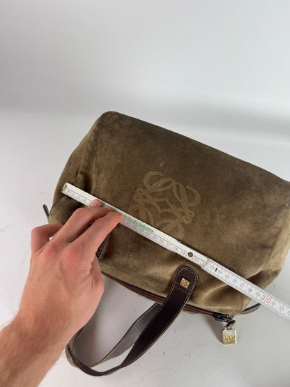 Vintage Loewe Suede Amazona Leather Bag Brown