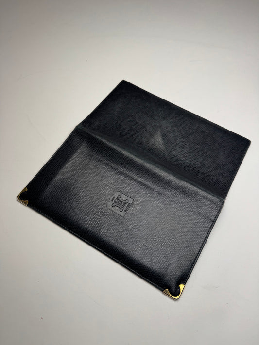 Vintage Celine Paris Snake Emblossed Leather Card Holder / ID Holder black