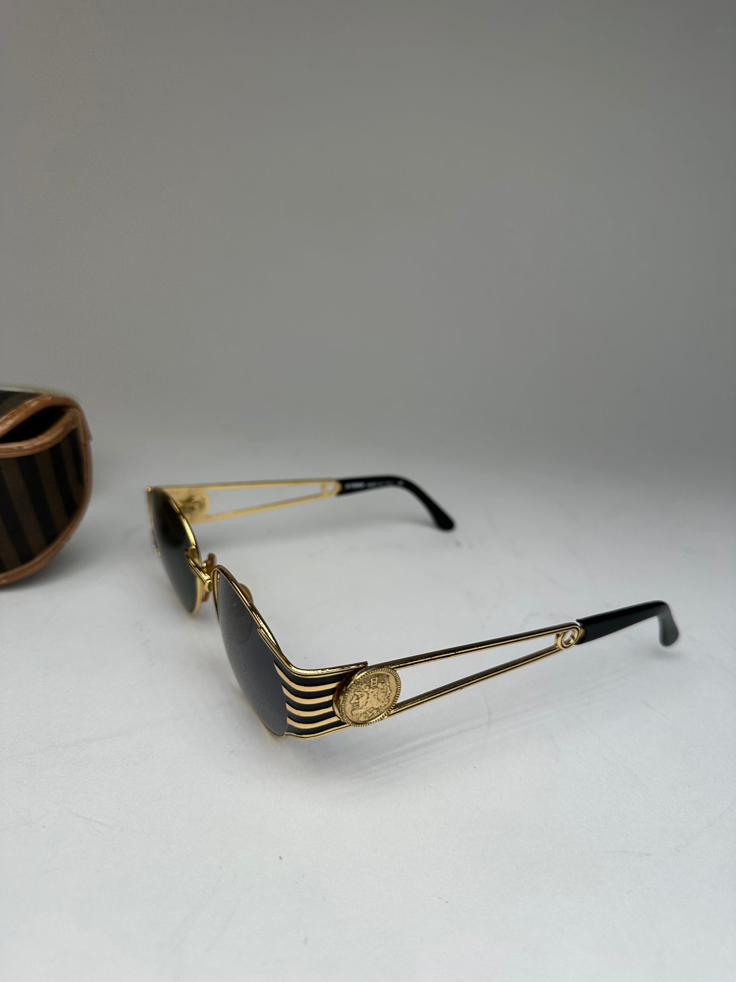 Vintage Fendi Sunglasses Black Gold