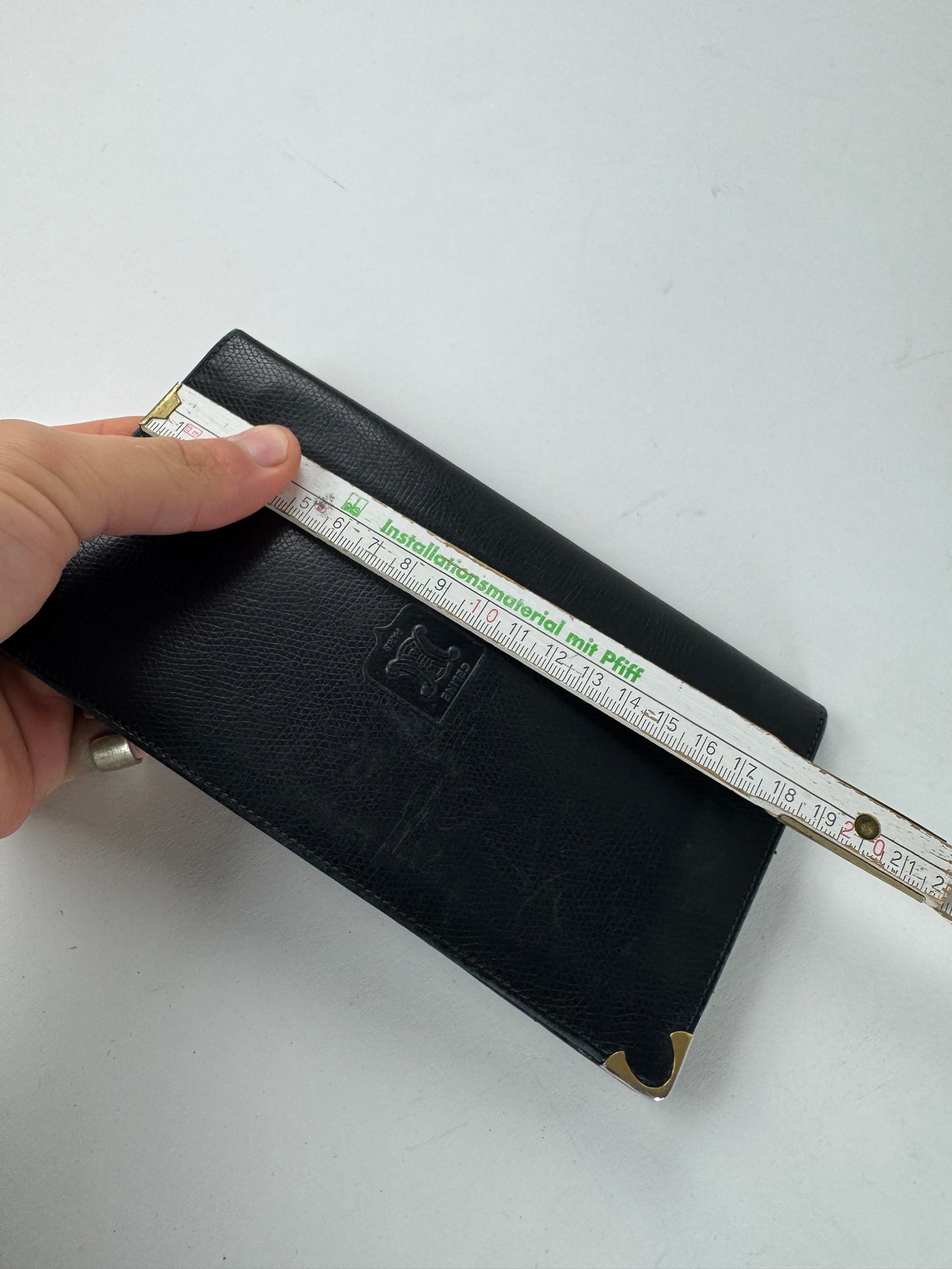 Vintage Celine Paris Snake Emblossed Leather Card Holder / ID Holder black