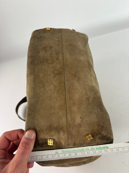 Vintage Loewe Suede Amazona Leather Bag Brown