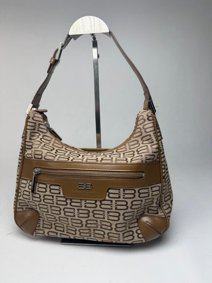 Sac vintage en cuir monogramme Balenciaga marron beige