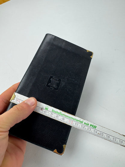 Vintage Celine Paris Snake Emblossed Leather Card Holder / ID Holder black