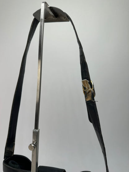 Vintage Gucci Smooth Leather Shoulder Bag Black