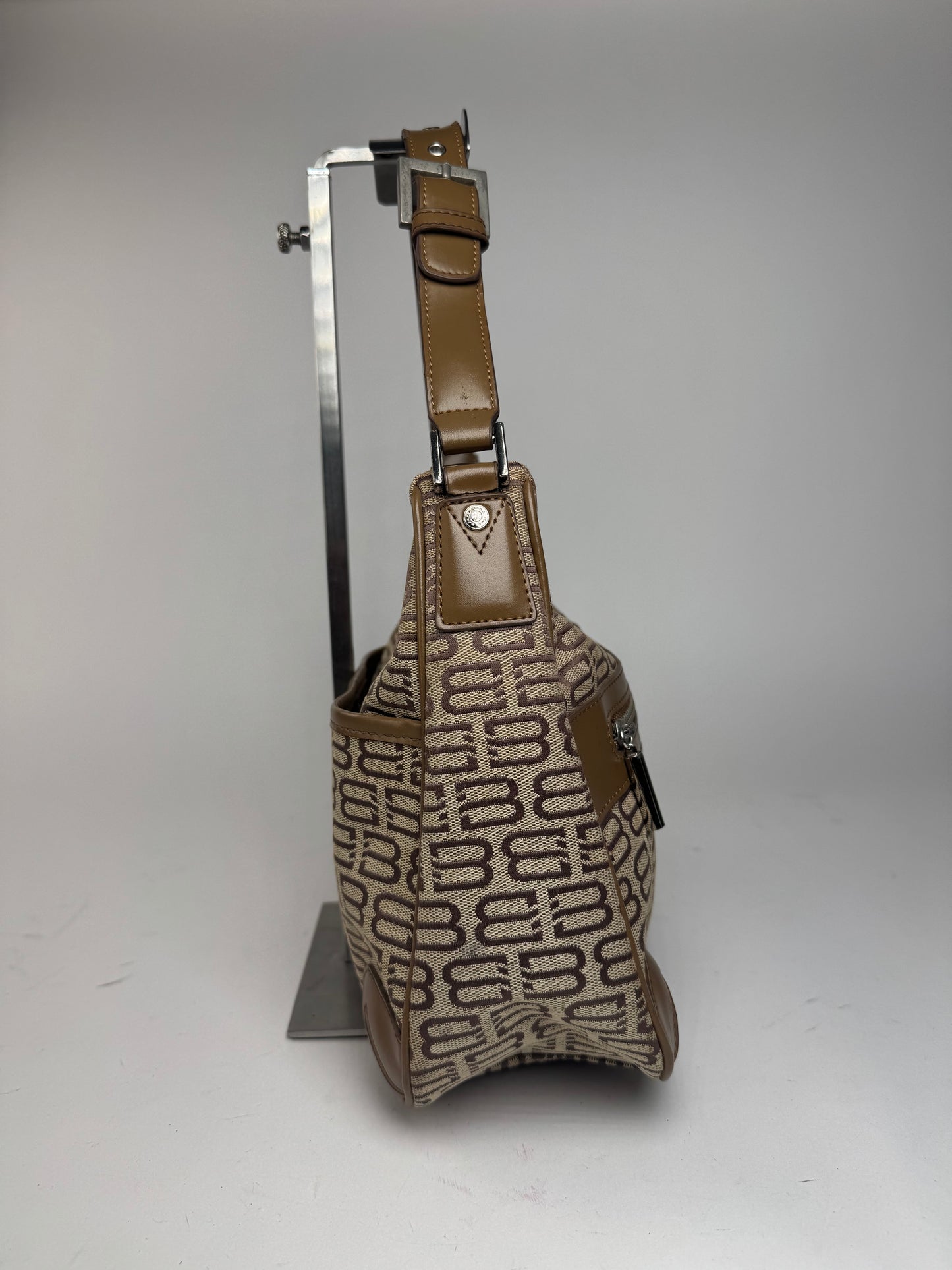 Sac vintage en cuir monogramme Balenciaga marron beige