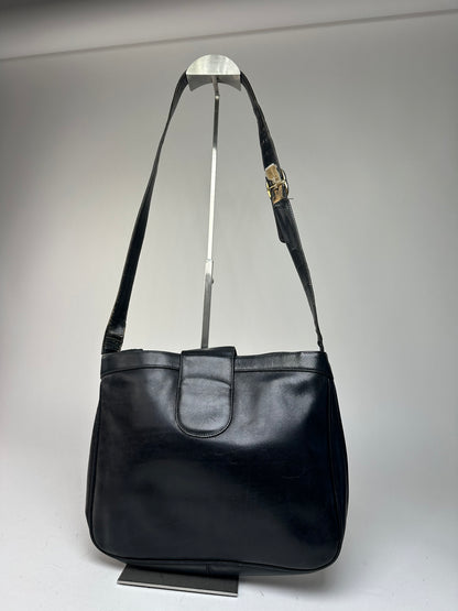 Vintage Gucci Smooth Leather Shoulder Bag Black