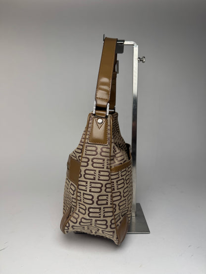 Sac vintage en cuir monogramme Balenciaga marron beige