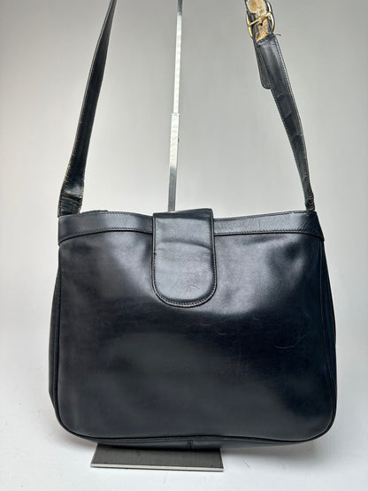 Vintage Gucci Smooth Leather Shoulder Bag Black