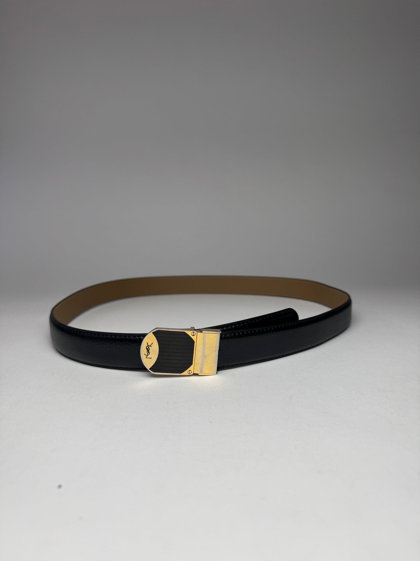 Vintage Yves Saint Laurent Leather Belt black