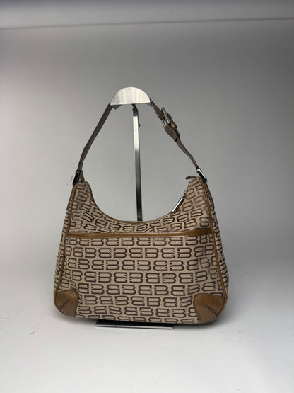 Sac vintage en cuir monogramme Balenciaga marron beige