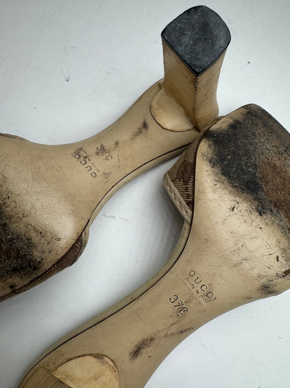 Vintage Gucci Monogram Pumps Beige EU37
