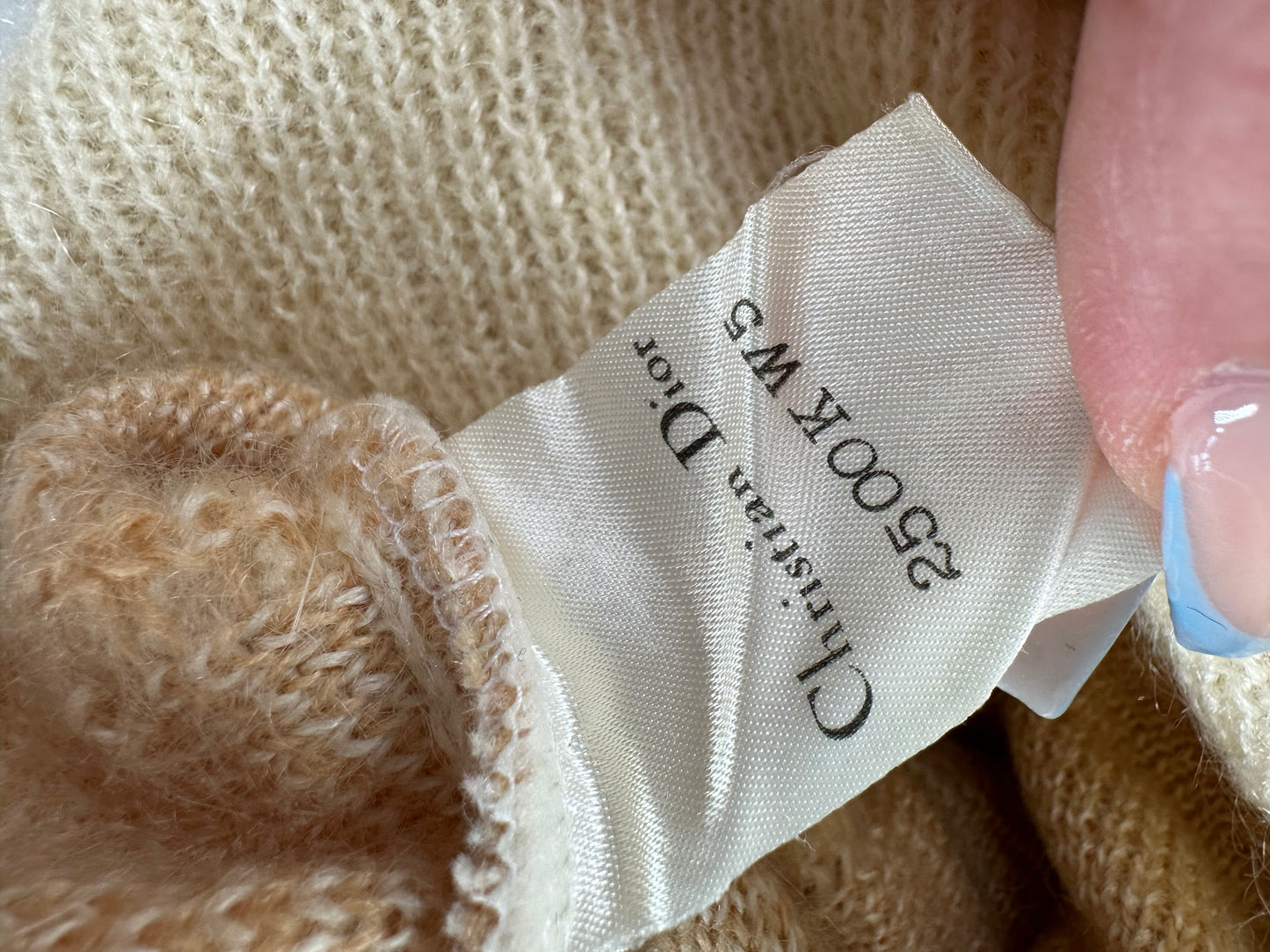 Vintage Dior Mohair Knit Sweater Beige Cream M