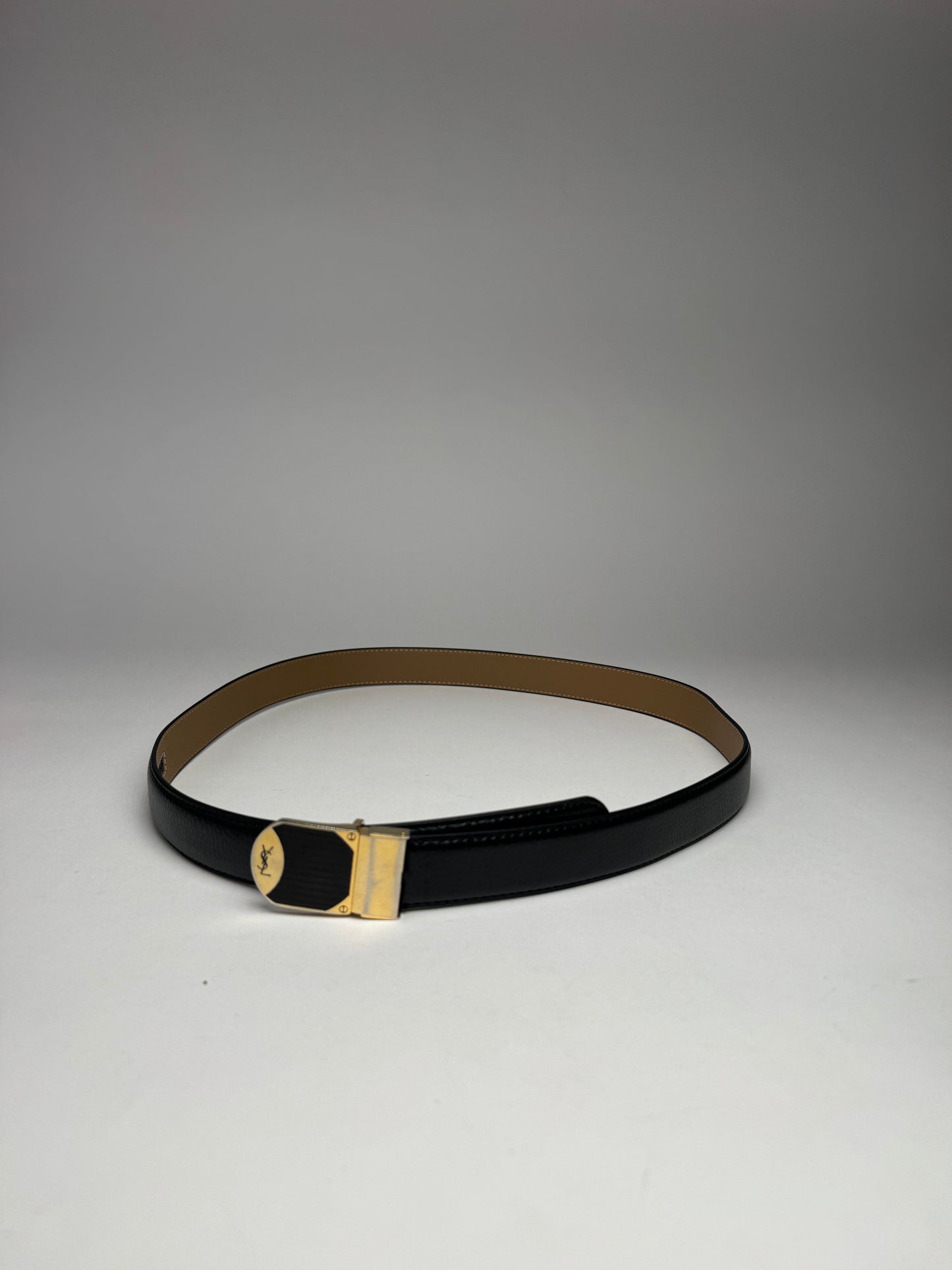 Vintage Yves Saint Laurent Leather Belt black
