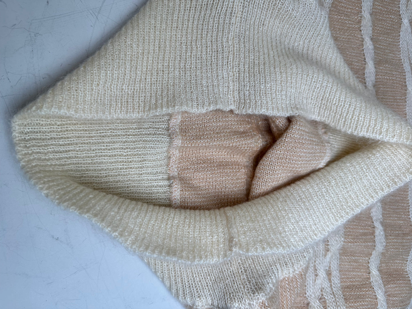 Vintage Dior Mohair Knit Sweater Beige Cream M